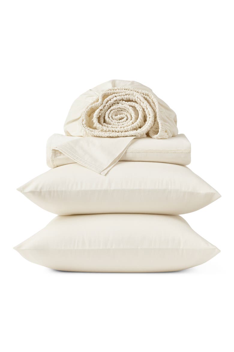 Cloud Soft Organic Cotton Sateen Sheet Set, Main, color, UNDYED SCALLOPED