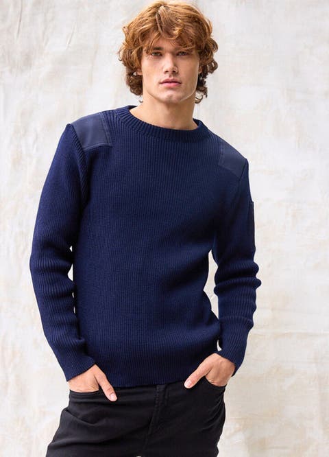 CONDOR II - Breton Sweater with Canvas Shoulder and Elbow Patches