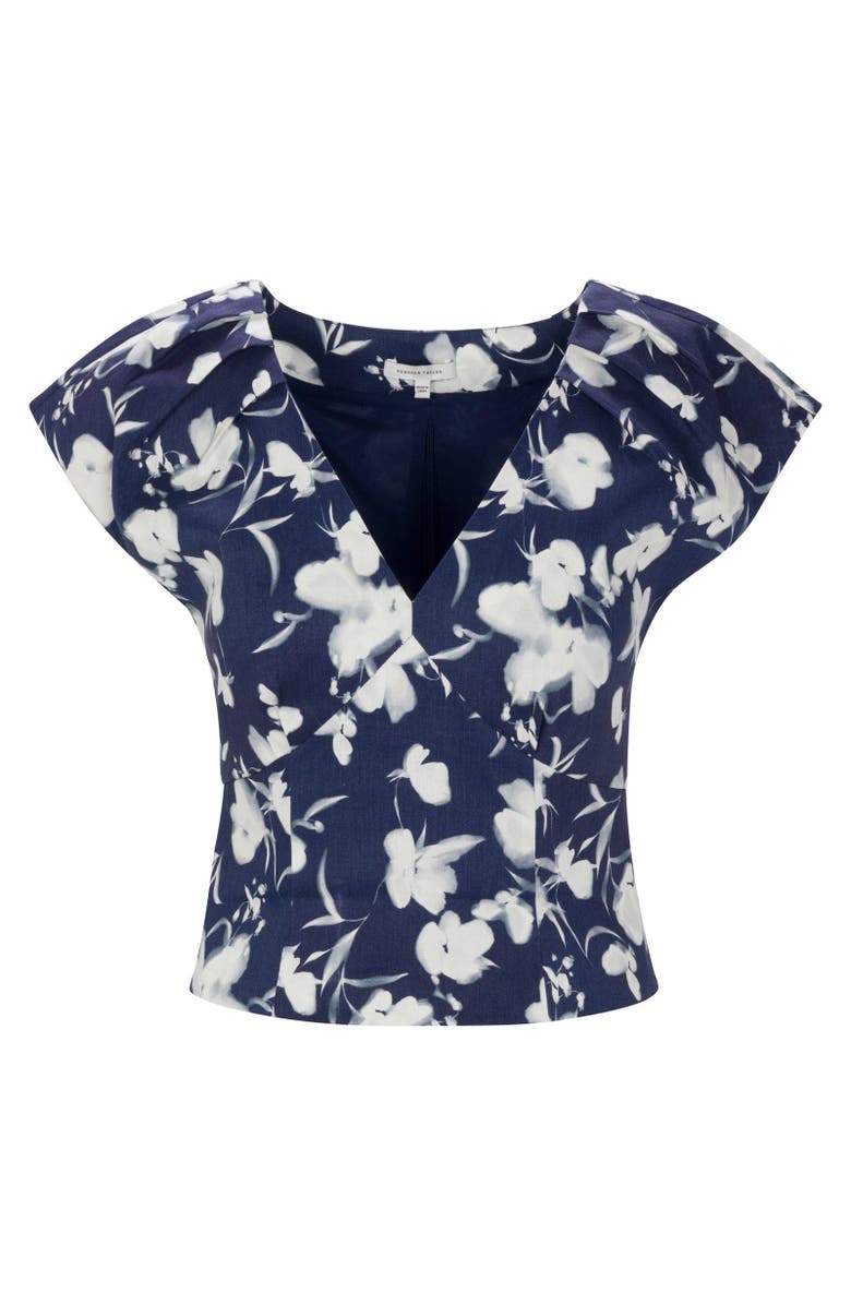 Rebecca Taylor Bea Linen Blouse, Alternate, color, Navy Combo