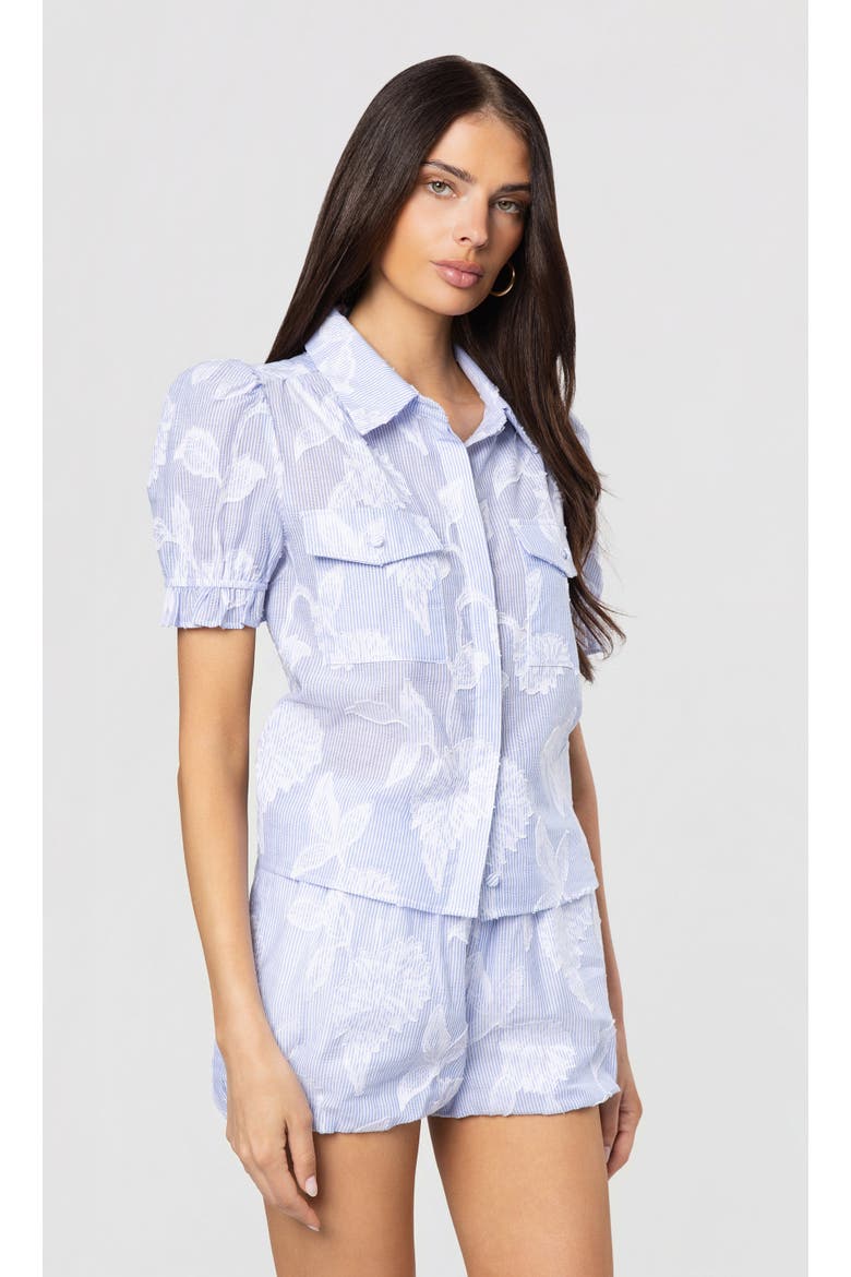 Mina Floral Stripe Top, Alternate, color, Light Blue/White