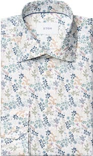 Eton Contemporary Fit Floral Twill Dress Shirt