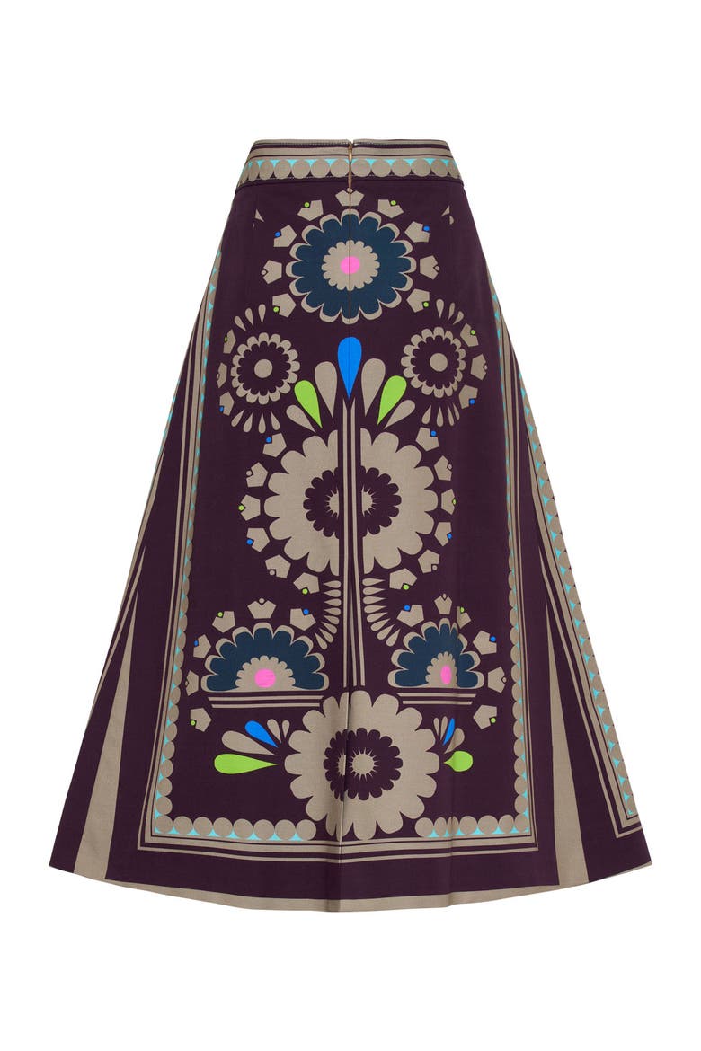 Printed Canvas Midi Skirt, Alternate, color, Taupe/Multicolour