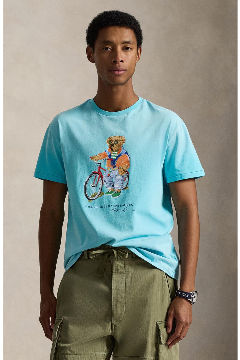 Classic Fit Polo Bear Graphic T-Shirt, Alternate, color, PERFECT TURQUOISE- SUMMER BEAR