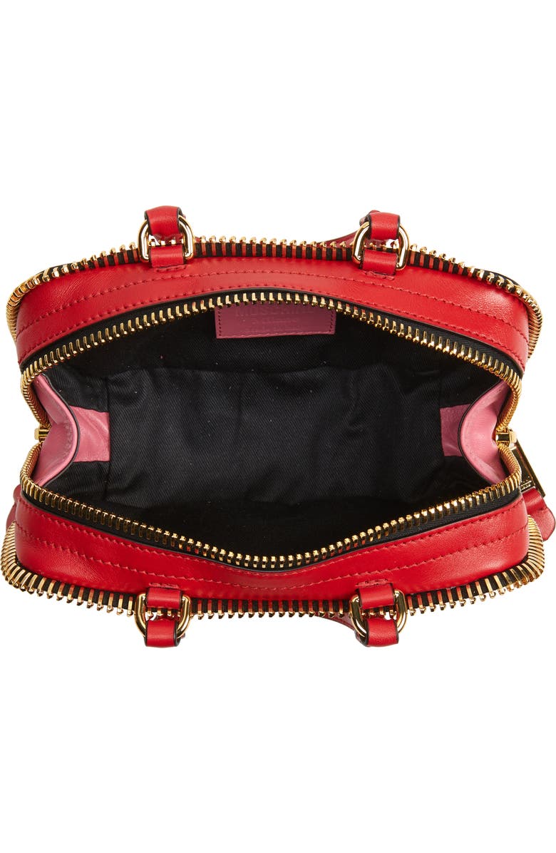 Moschino Mini Rider Zipper Leather Top Handle Bag, Alternate, color,