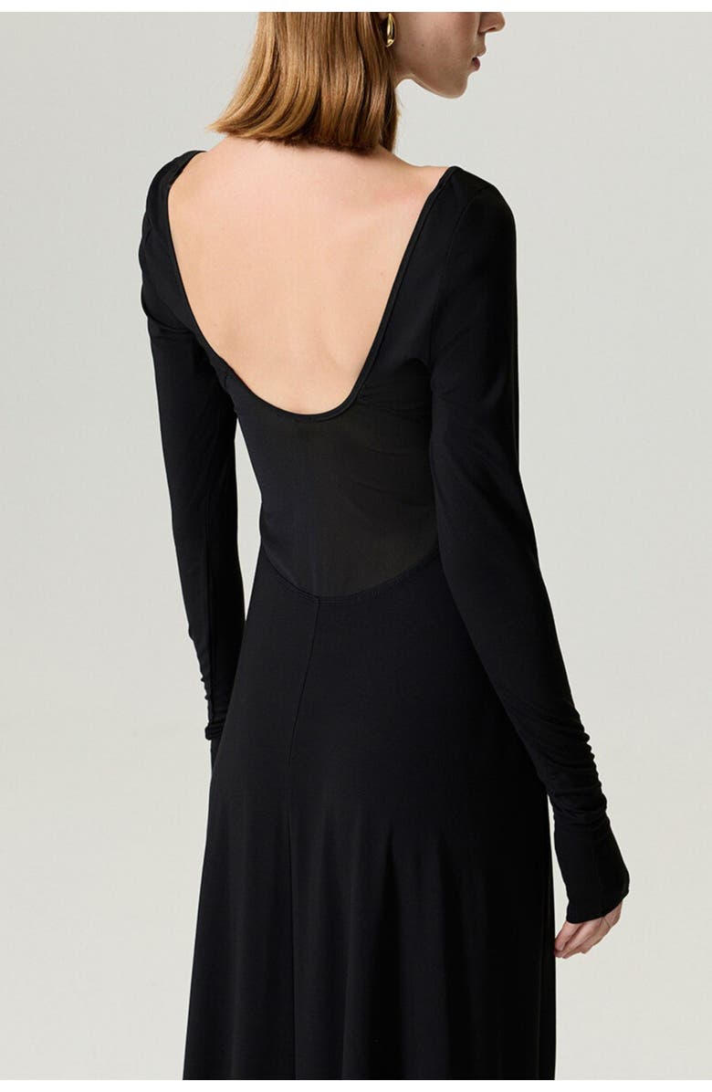 Nocturne Sheer Detailed Maxi Dress, Alternate, color, Black