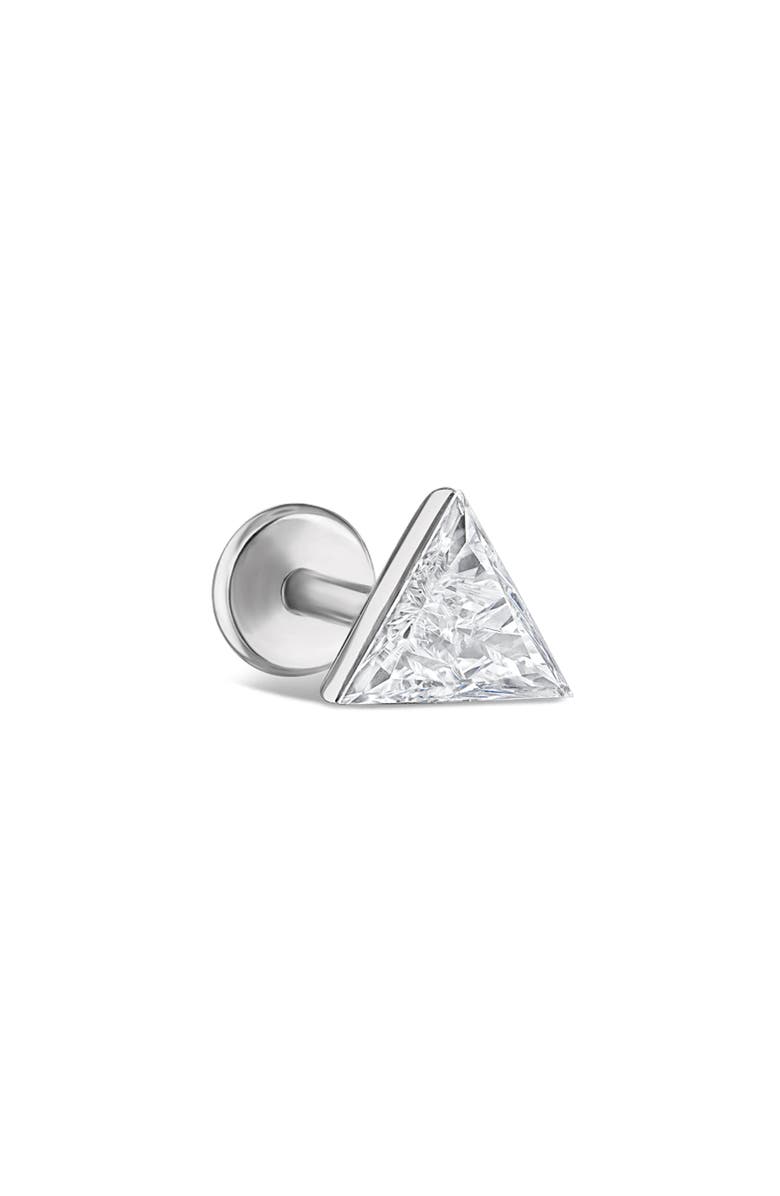 MARIA TASH Invisible Set Triangle Diamond Single Threaded Stud Earring, Main, color, White Gold