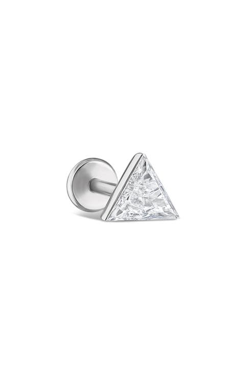 Invisible Set Triangle Diamond Single Threaded Stud Earring