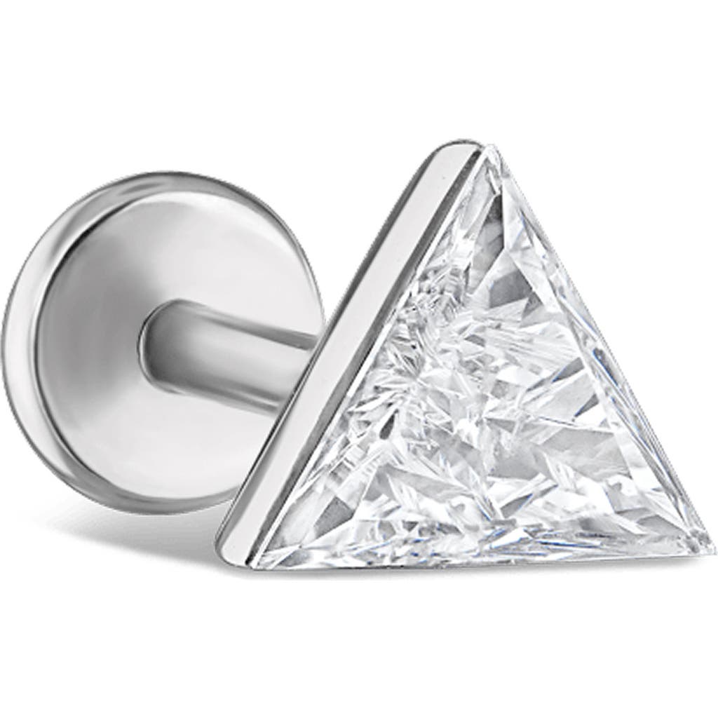 Maria Tash Invisible Set Triangle Diamond Single Threaded Stud Earring In Metallic