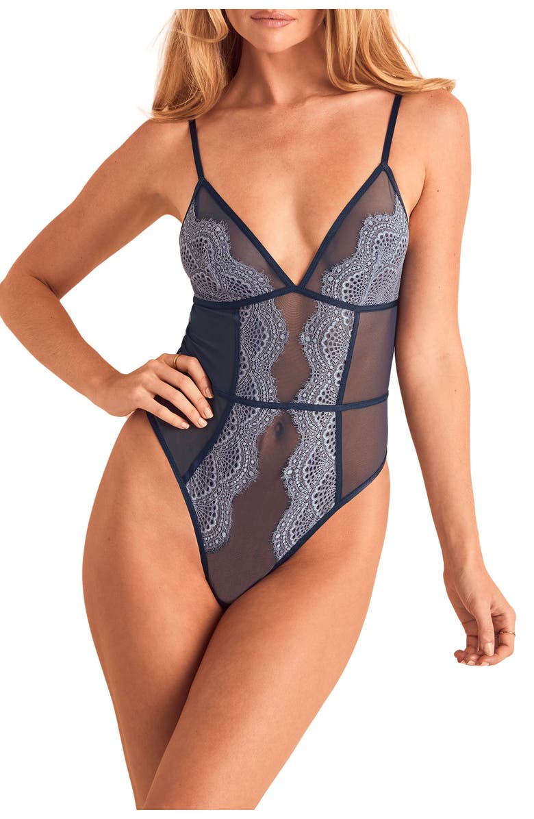 Adore Me Phebe Bodysuit Lingerie, Main, color, Medium Blue