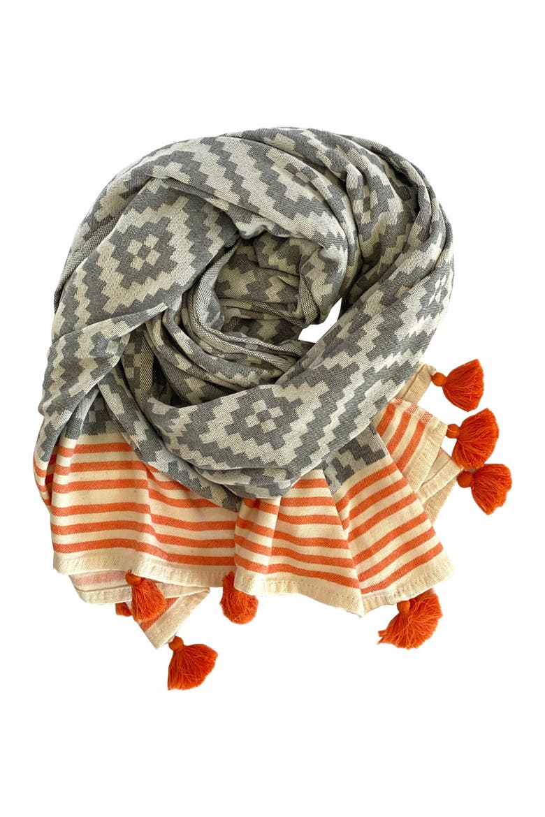 Merida Gray - Orange Turkish Towel / Blanket, Alternate, color, Orange