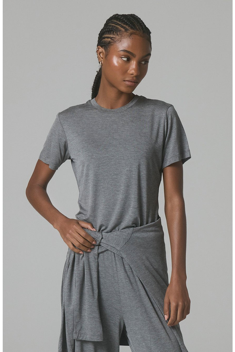 Modal Short Sleeve Tee, Main, color, Dark Heather Grey