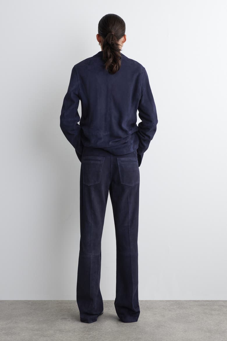 Suede Straight-leg Trousers, Alternate, color, STEEL BLUE