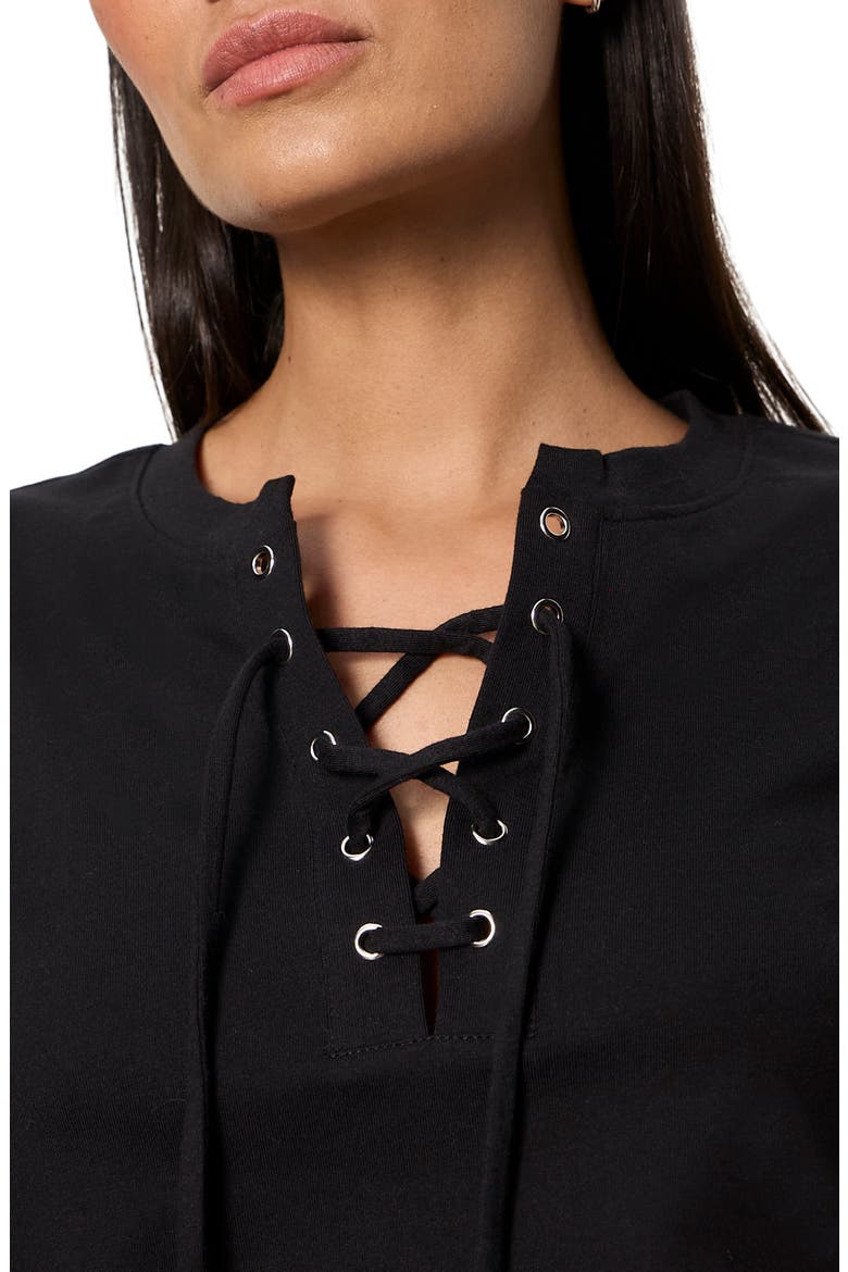 Timeless Lace-Up T-Shirt, Alternate, color, BLACK
