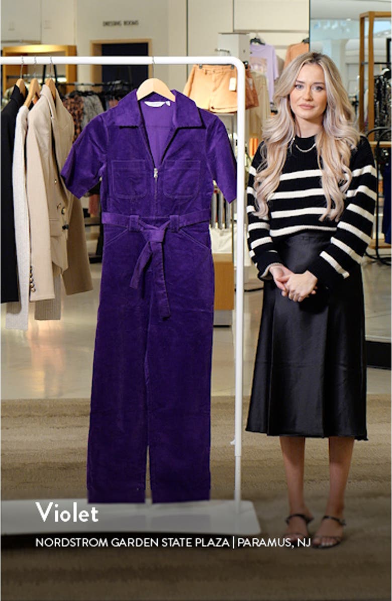 Zip Front Corduroy Jumpsuit, sales video thumbnail