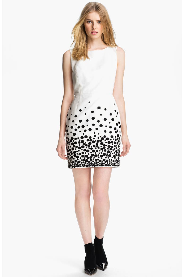 Embroidered Faille Dress (Nordstrom Exclusive), Alternate, color, IVORY/ BLACK EMBROIDERY