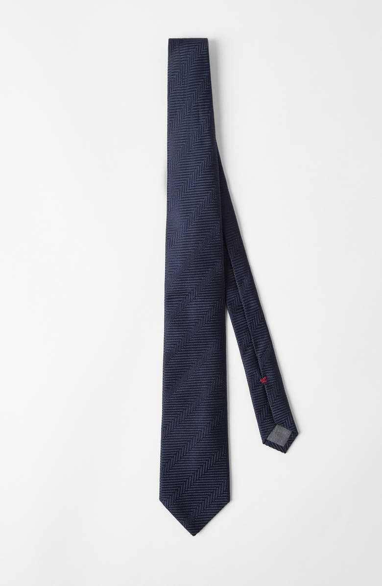 Brunello Cucinelli Herringbone necktie, Alternate, color, Navy Blue