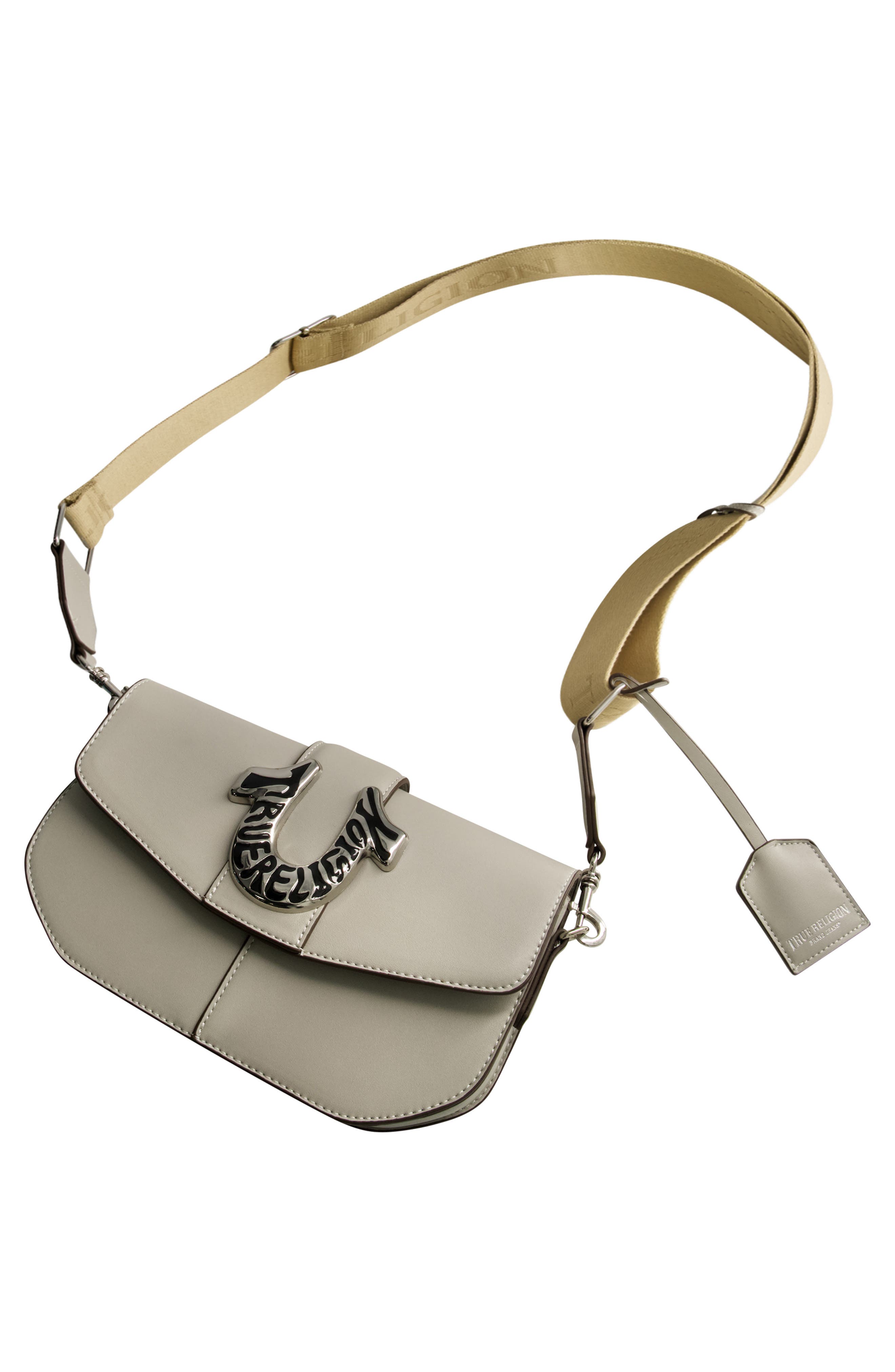 Shoulder Bag with Signature Logo Accent, Alternate, color, LIGHT GREY