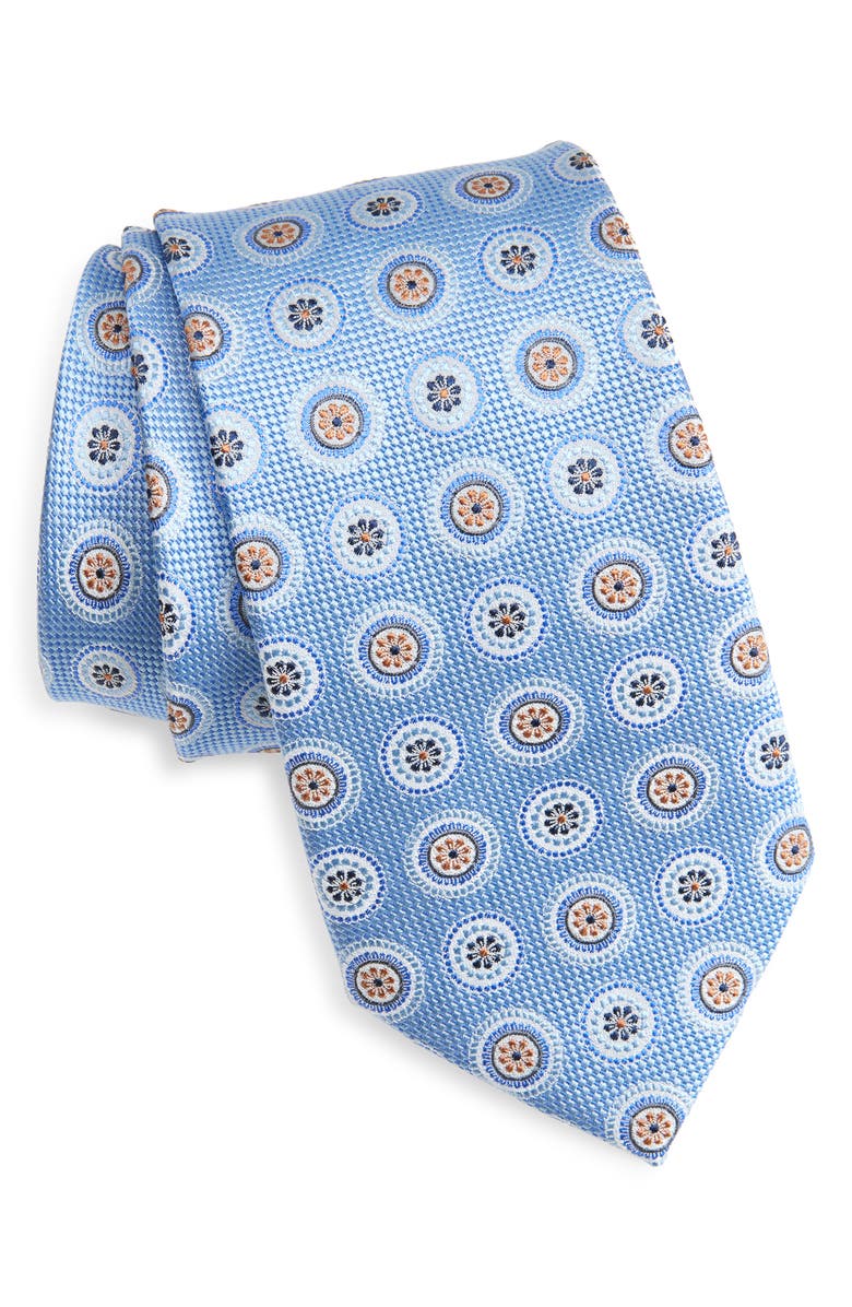 Nordstrom Medallion Silk Tie, Main, color, Lt Blue