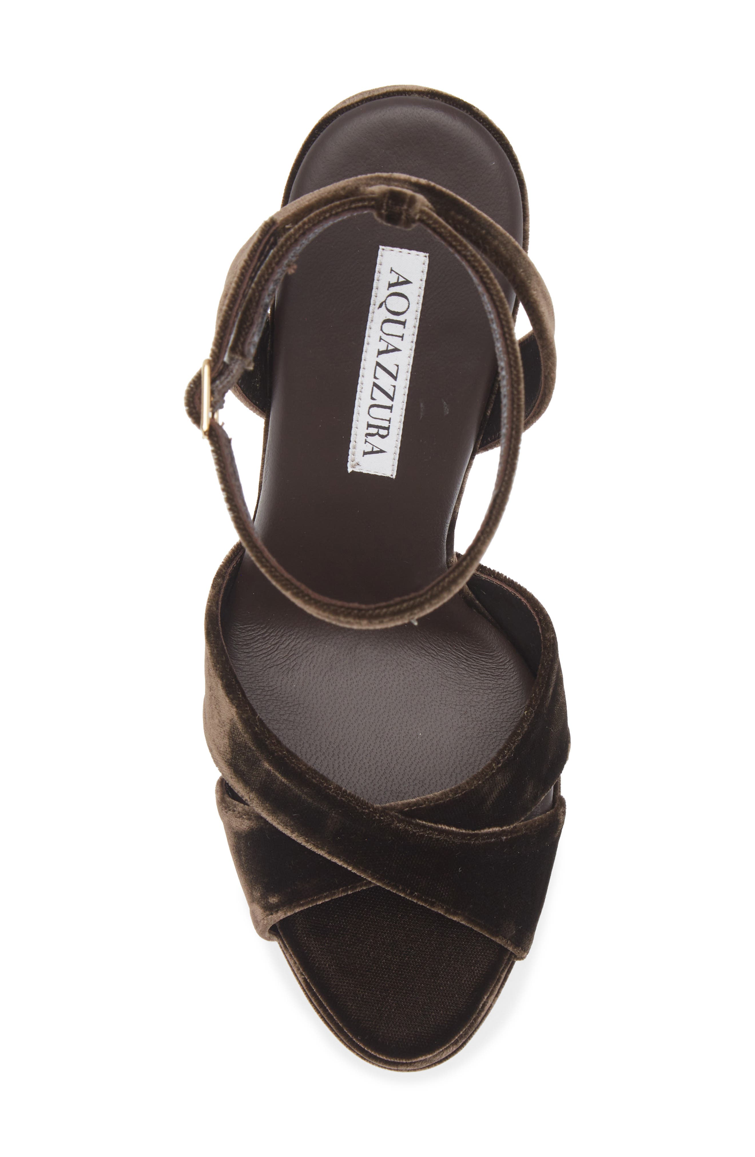 Aquazzura Divine Ankle Strap Platform Sandal, Alternate, color, Espresso