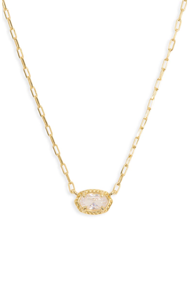 Mini Elisa Luxe Short Pendant Necklace, Main, color, GOLD WHITE CZ