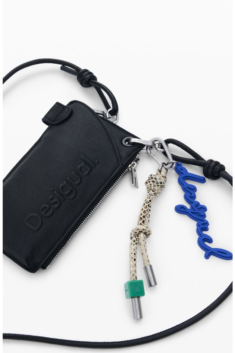 Faux Leather Crossbody Wallet, Alternate, color, BLACK