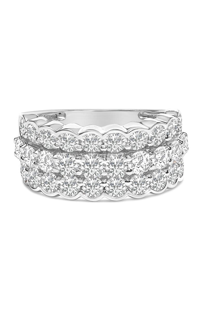 Haus of Brilliance Silver 3.0 Cttw Lab Grown Diamond 3 Row Band Ring, Main, color, White