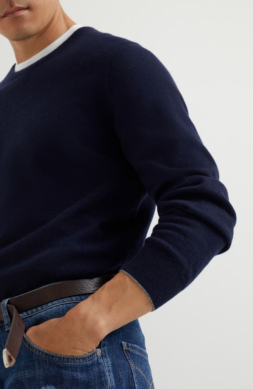 Brunello Cucinelli Cashmere Crew-neck Sweater In Navy Blue