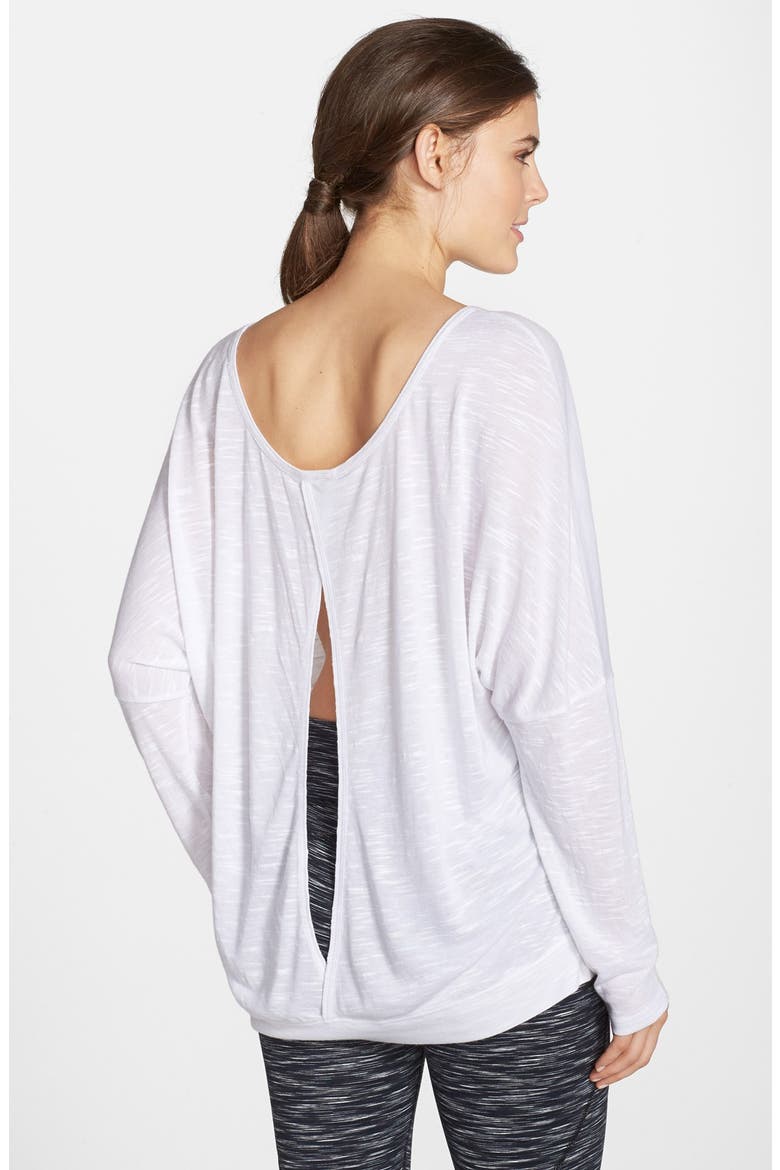 'Spa' Open Back Slub Knit Tee, Alternate, color, WHITE