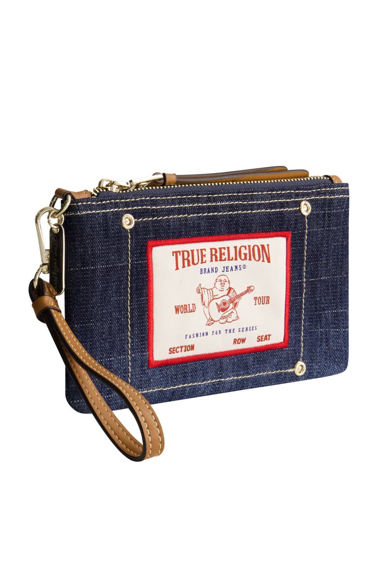 True Religion Buddha Patch Denim Wristlet, Alternate, color, Dark Denim