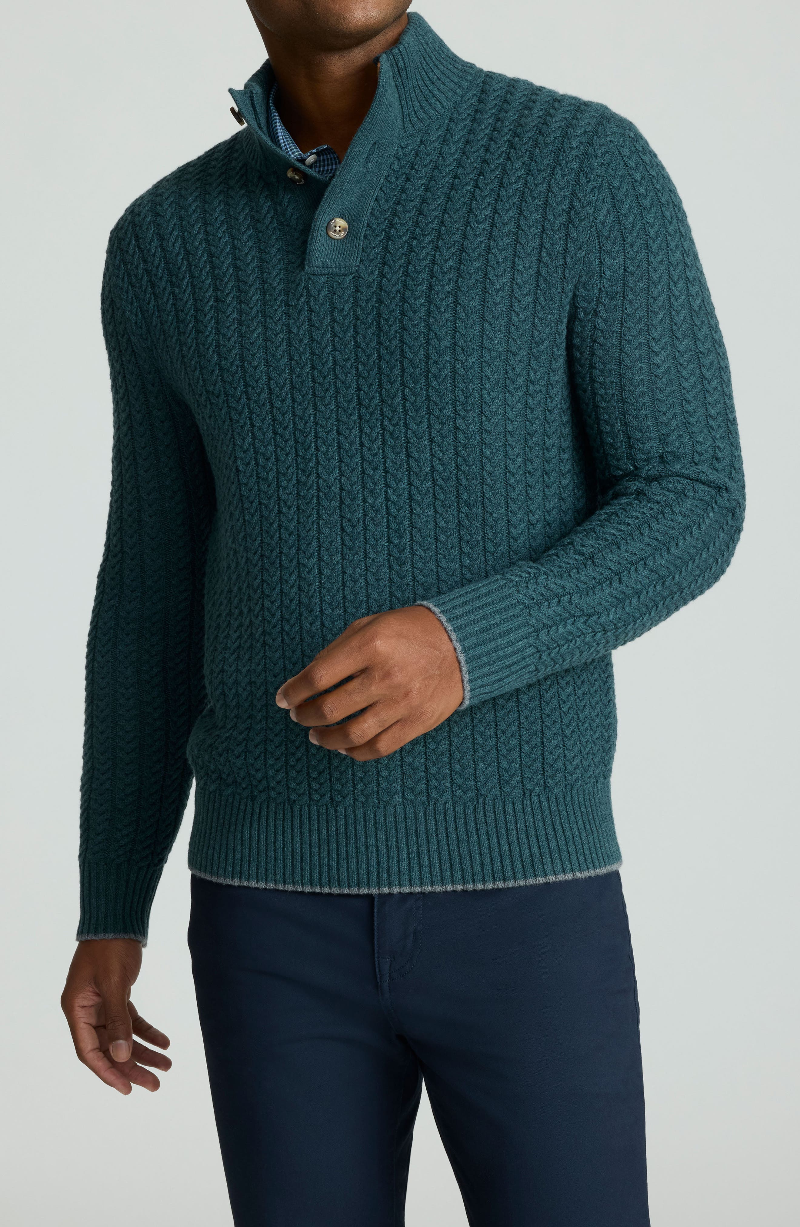 Castilla Cable Knit Half Button Pullover