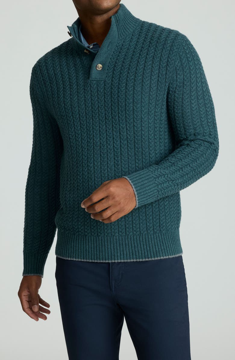 UNTUCKit Castilla Cable Knit Half Button Pullover, Main, color,