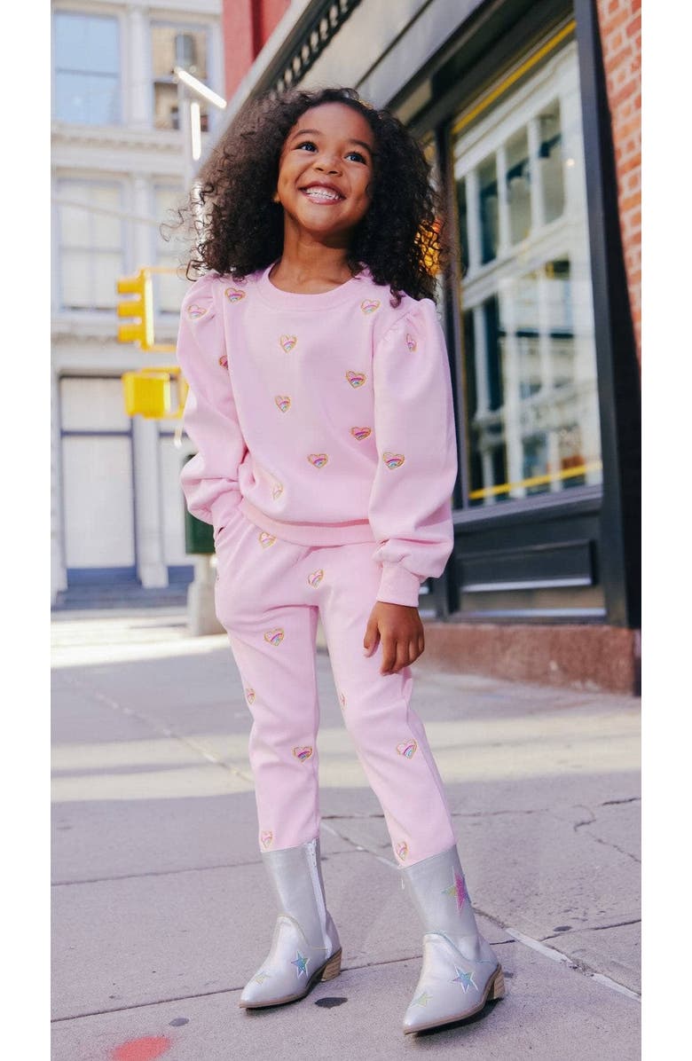 Lola + The Boys Embroidered Heart All Over Set, Alternate, color, Pink