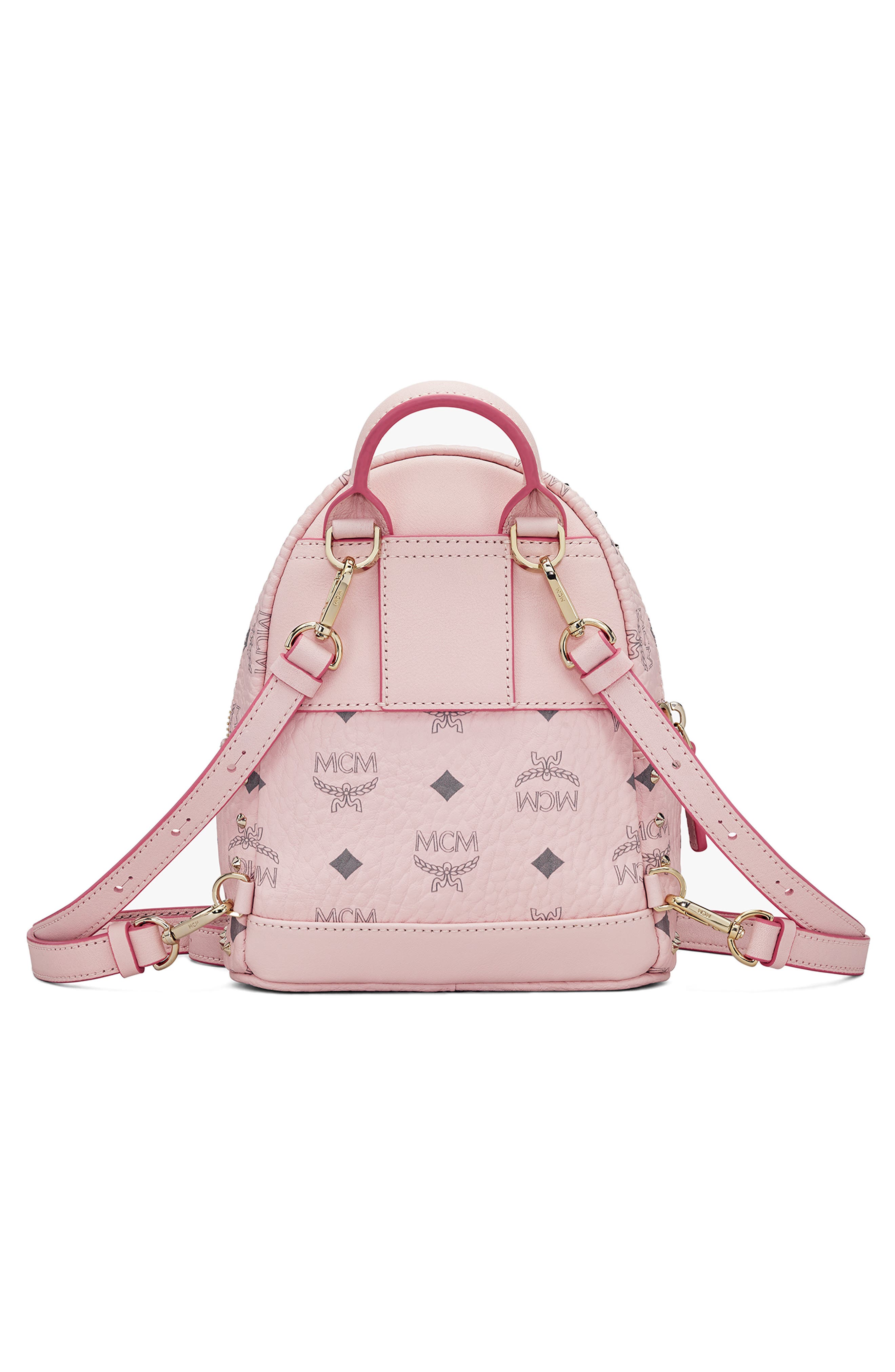 MCM Mini Stark Stud Coated Canvas Backpack, Alternate, color, 