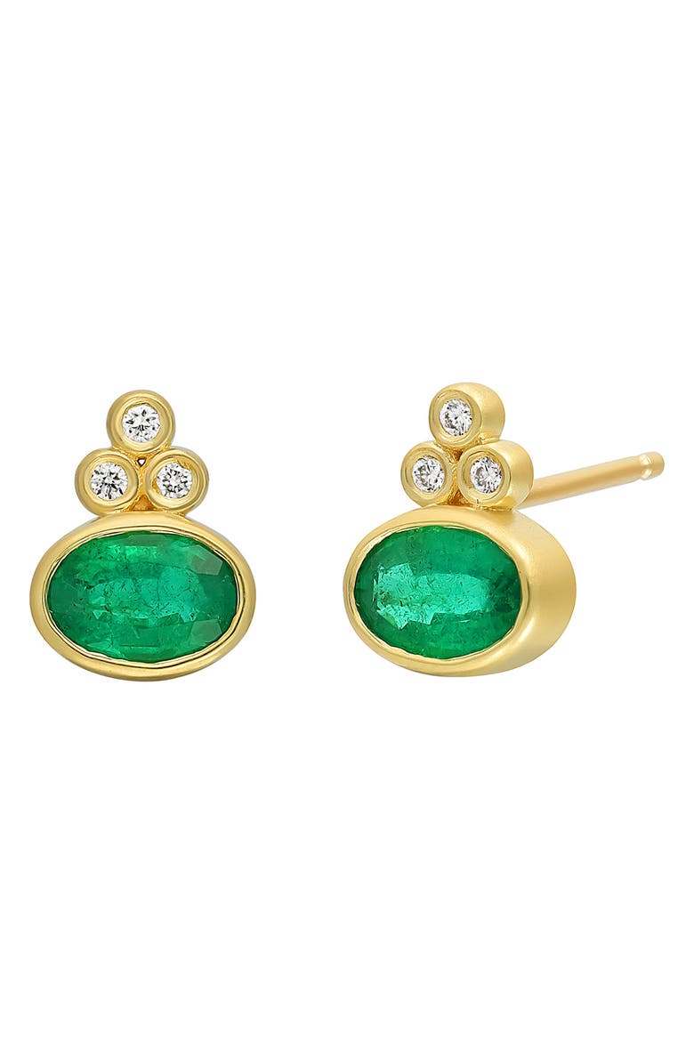 Bony Levy El Mar Emerald & Diamond Stud Earrings, Main, color, 