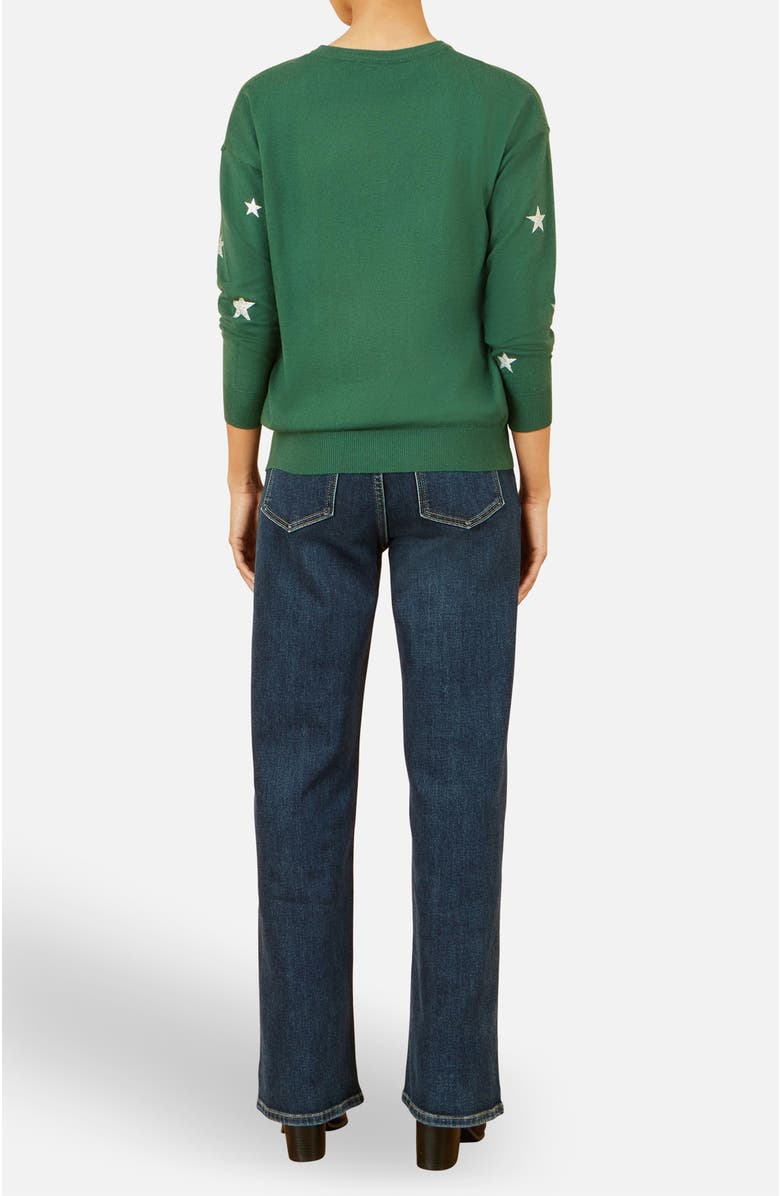 Yumi Foil Star Print Relaxed Fit Sweater, Alternate, color, Green