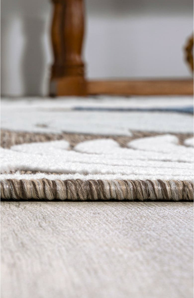 JONATHAN Y Montego High-Low Tropical Palm Indoor/Outdoor Area Rug, Alternate, color, Brown/Navy/Ivory