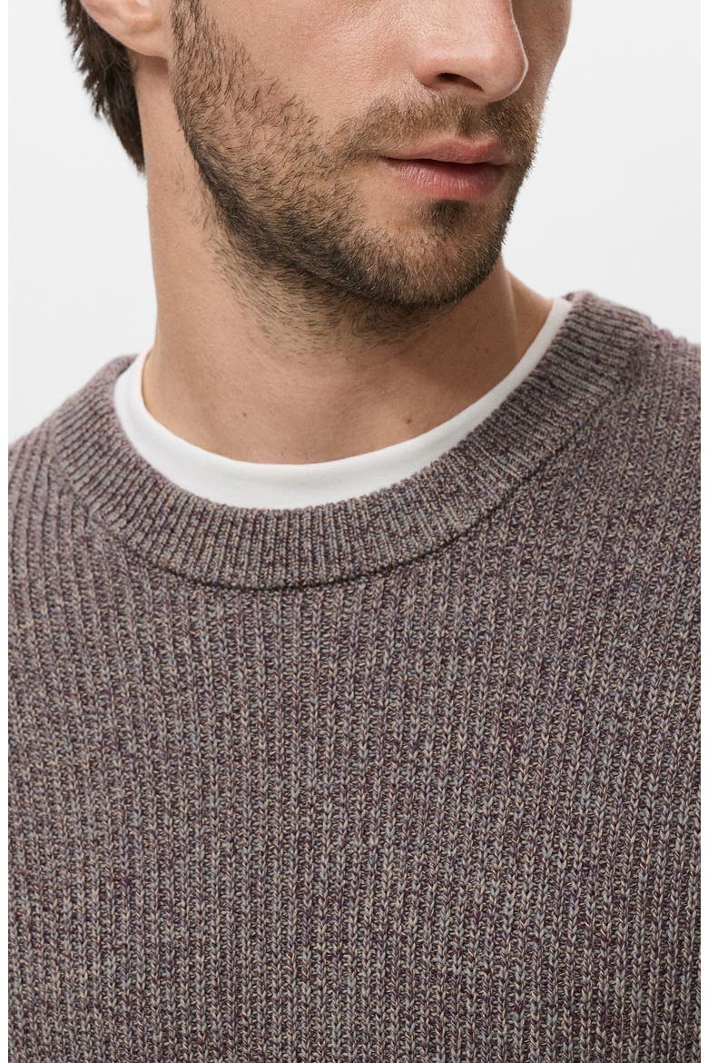 Marled Cotton Crewneck Sweater, Alternate, color, WINE