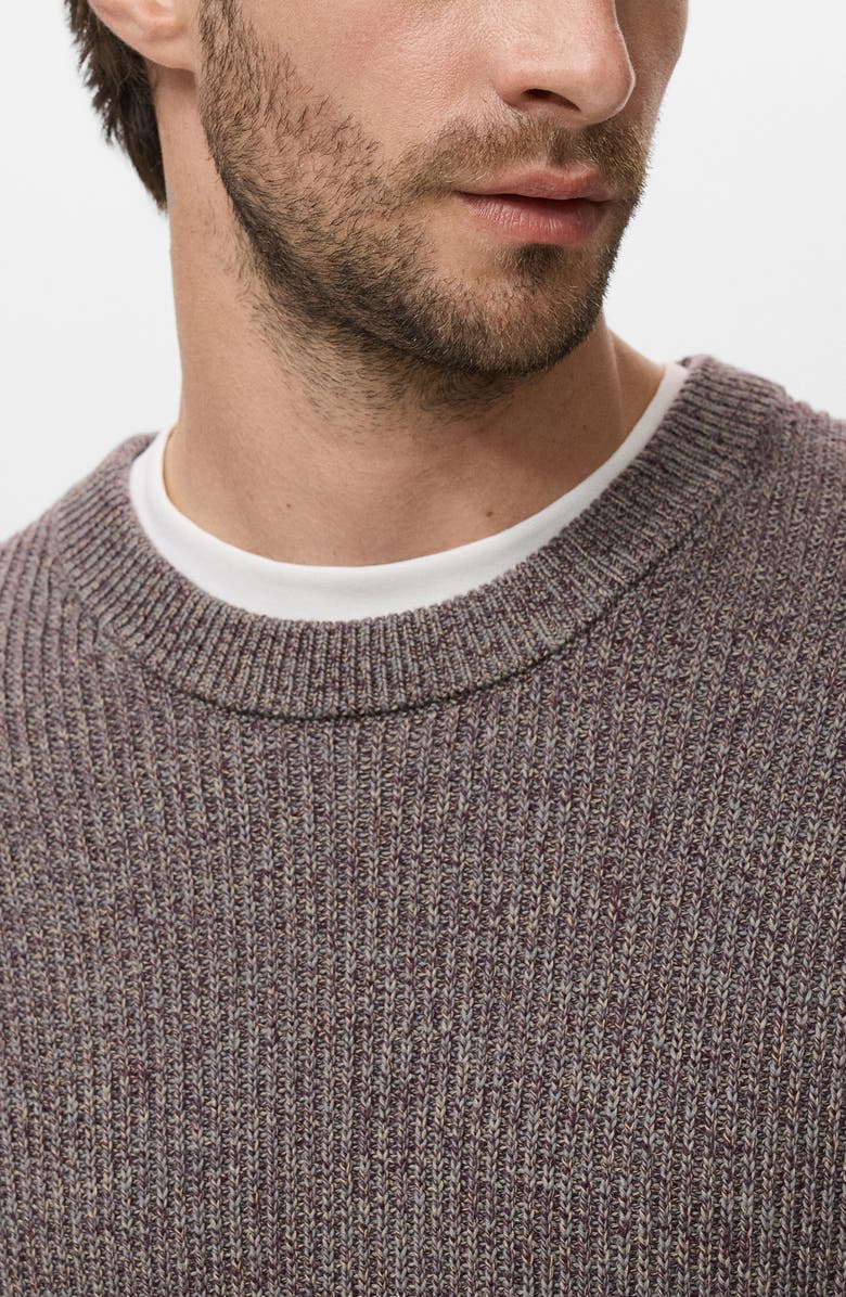 MANGO Marled Cotton Crewneck Sweater, Alternate, color, Wine