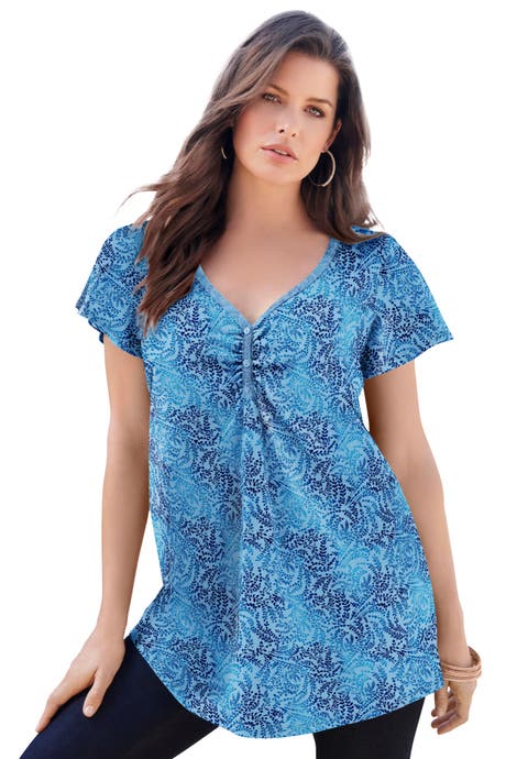 Plus Size Cotton Ultimate Flutter Sleeve Sweetheart Tee (Plus)