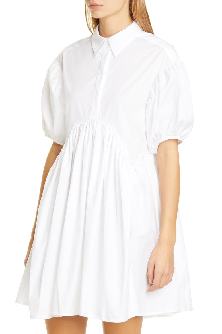 Esther Puff Sleeve Cotton Poplin Dress, Alternate, color, WHITE