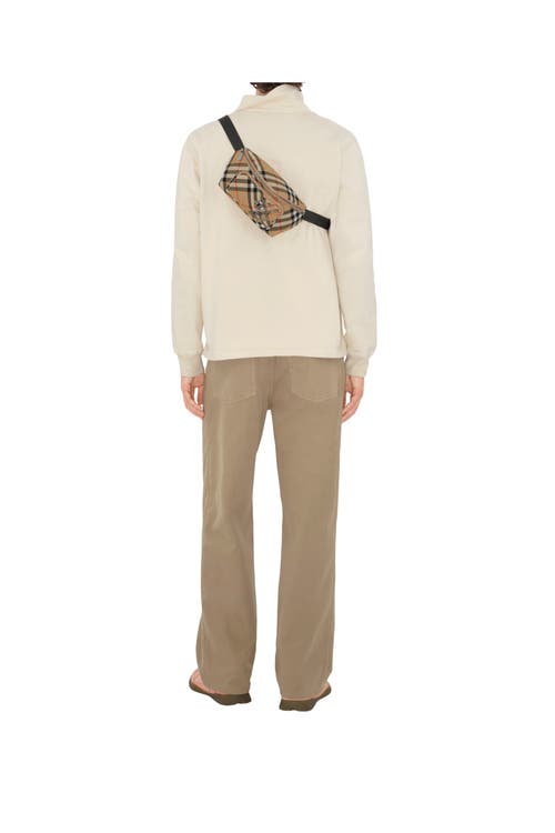 Burberry Small Checked Belt Bag In Sand