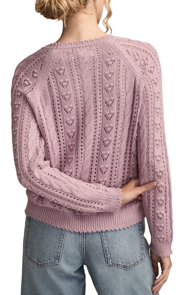 Lucky Brand Pointelle Sweater, Alternate, color, Dawn Pink