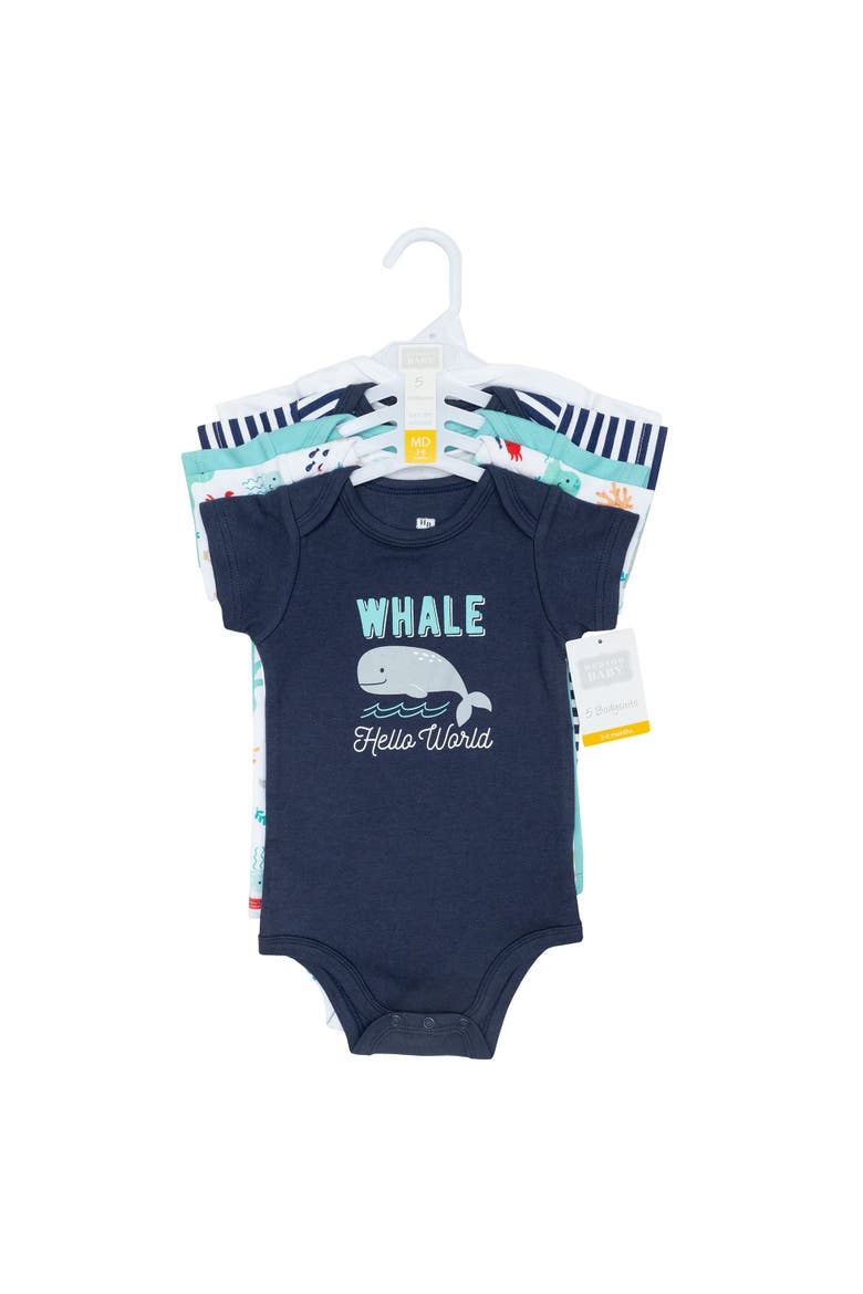 Comfortable Cotton Bodysuits 5Pk, Alternate, color, Sea Characters