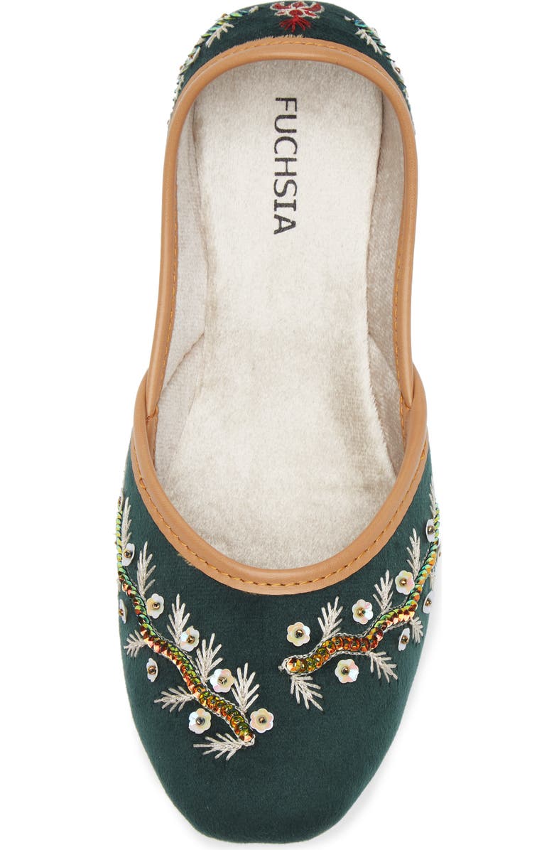 FUCHSIA Rania Embroidered Jutti Flat, Alternate, color, Green