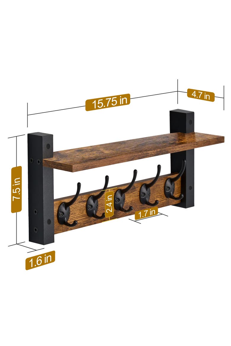 16-Inch Floating Wall Shelf, Alternate, color, BROWN