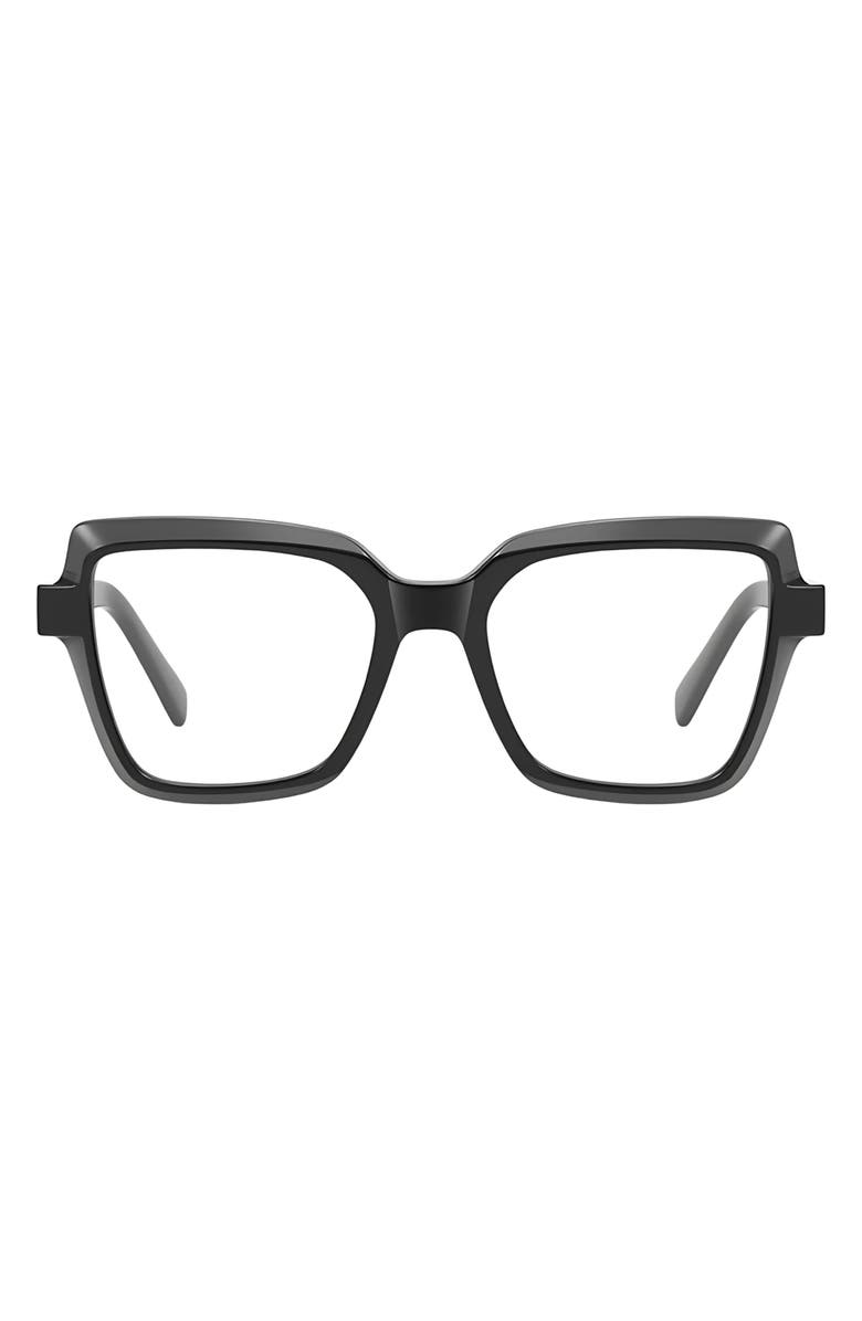 Fifth & Ninth Kitt 50mm Square Blue Light Blocking Glasses, Main, color, Black / Clear