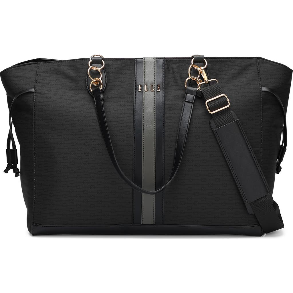 Elle Eleganza 32l Monogram Weekender Tote Bag In Black