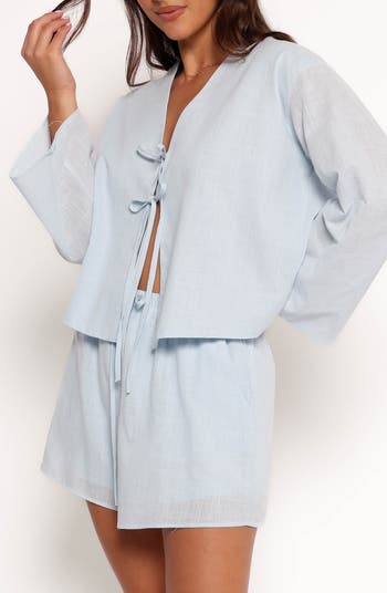 Flynn Cotton Tie Front Top & Drawstring Shorts Set