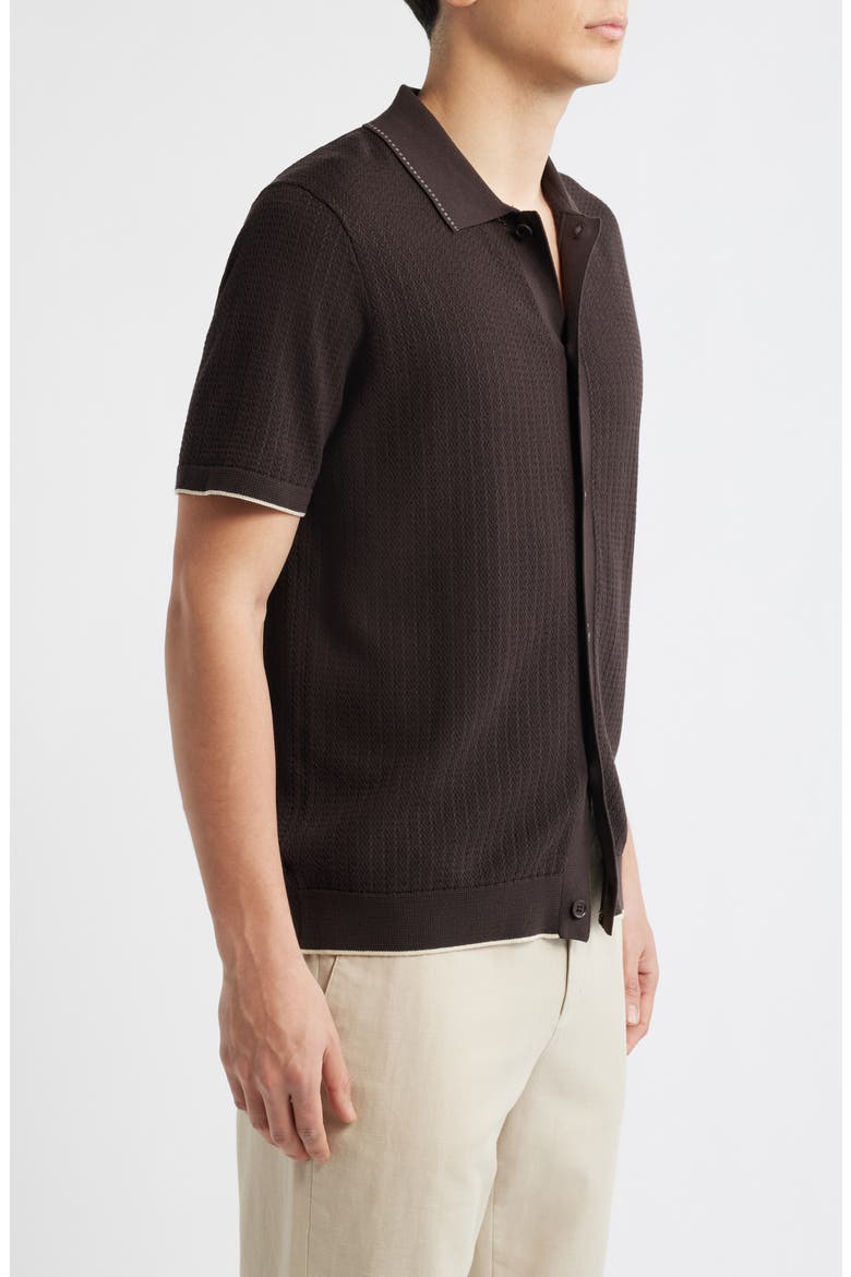 Nalo 60039 Tipped Polo Cardigan, Alternate, color, DEEP TRUFFLE