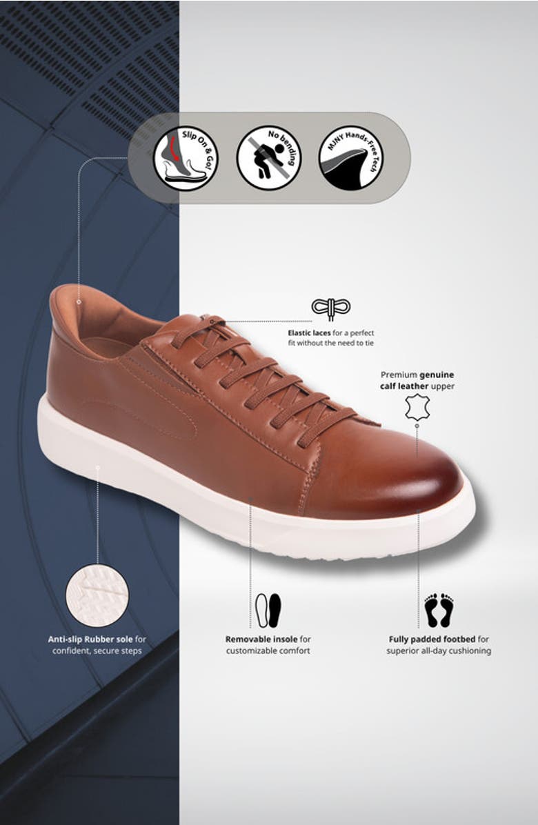 Marc Joseph New York River St Hands-Free Slip On Technology Leather Fashion Sneakers, Alternate, color, Cognac Napa Leather